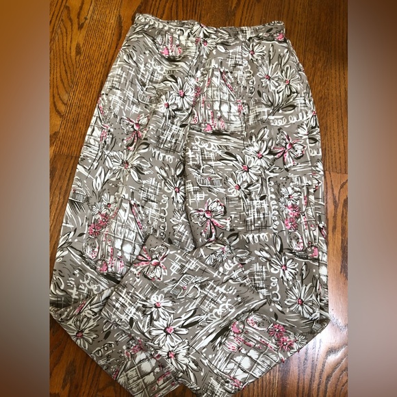 ADRIANNA PAPELL Brown White & Pink Sequin SILK Pants  Size 4 Petite - Picture 1 of 2